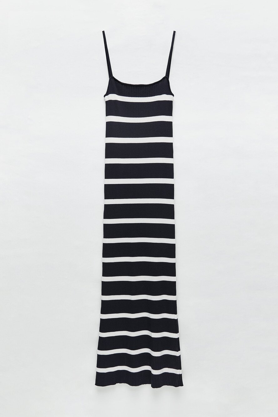 Zara Striped Ribbed Knit Sleeveless Midi Dress (NWT)